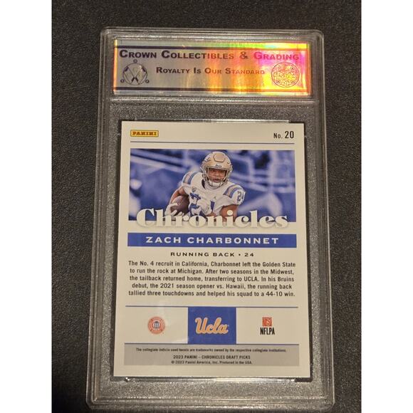 2023 Panini Chronicles Draft Picks #20 Zach Charbonnet CC&G 9.5 - Picture 2 of 2